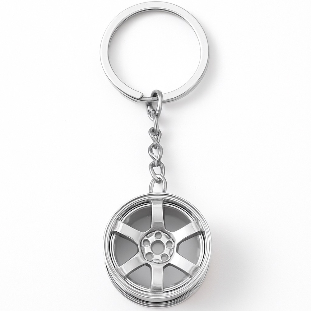 Silver Wheel Rim Keychain – Car Enthusiast Key Ring Charm